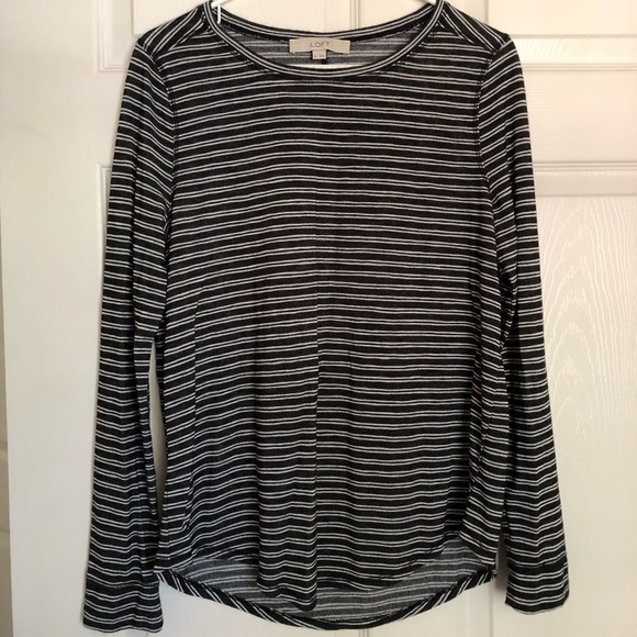 LOFT black and white striped longsleeve T-shirt - Picture 1 of 5